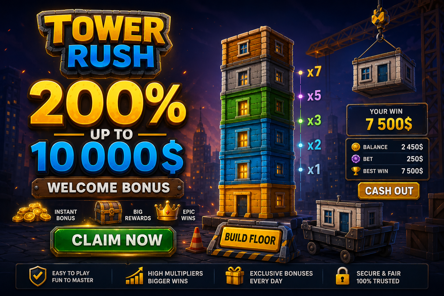 Tower Rush game welcome bonus